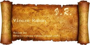 Vincze Rabán névjegykártya